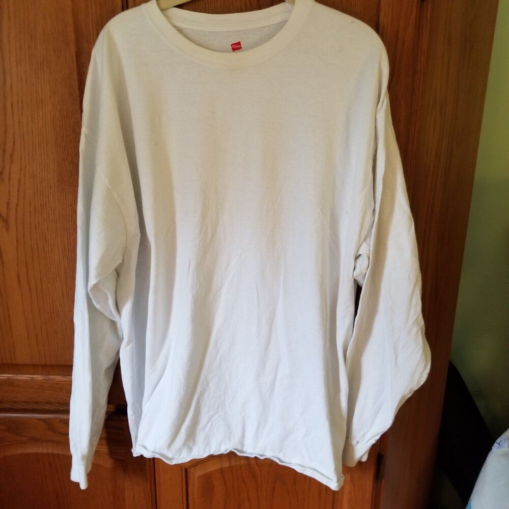 Hanes comfortsoft heavyweight long sleeve t-shirt white size 2xl